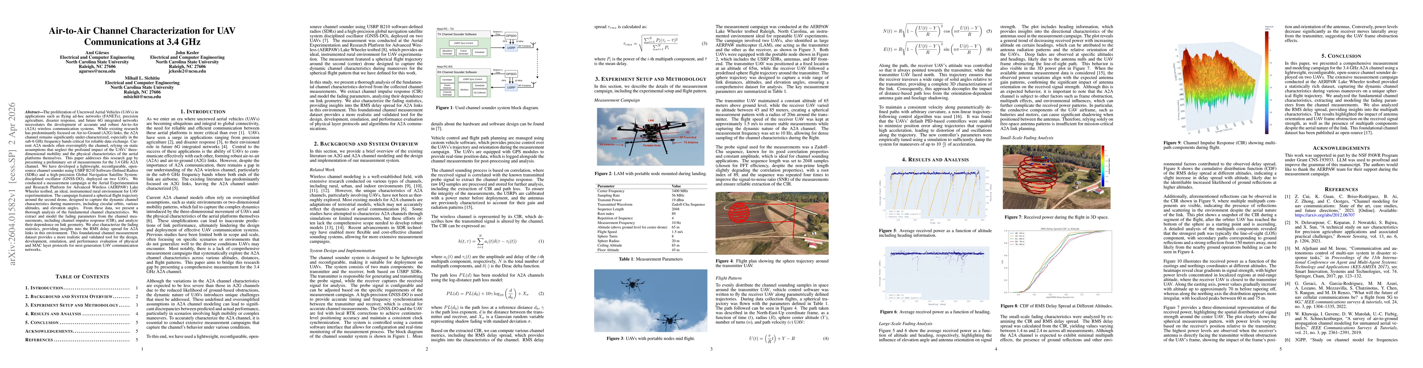Thumbnail for Air-to-Air Channel Characterization for UAV Communications at 3.4 GHz