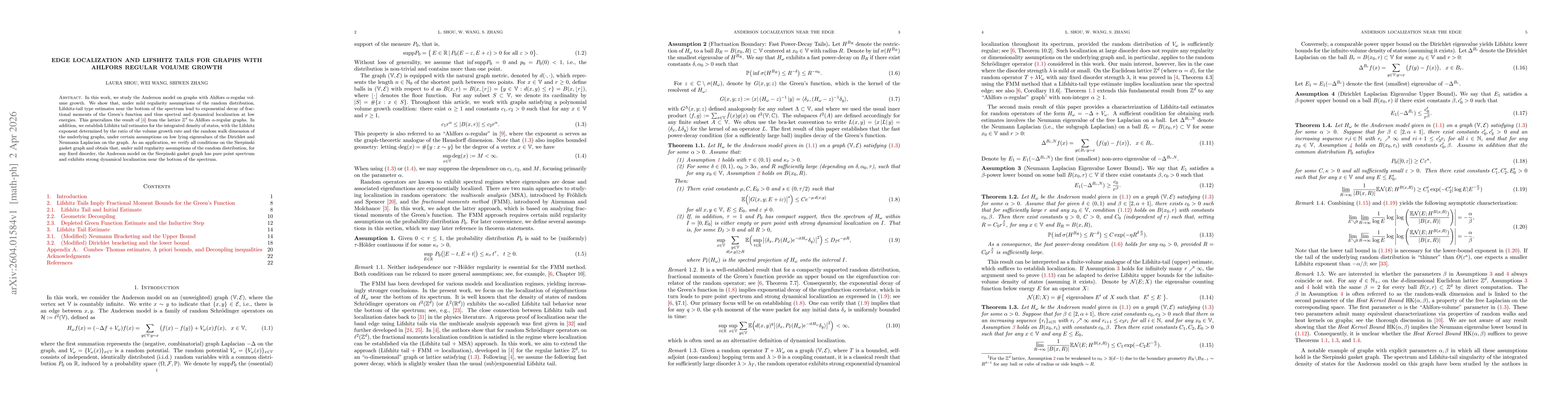 Thumbnail for Edge localization and Lifshitz tails for graphs with Ahlfors regular volume growth