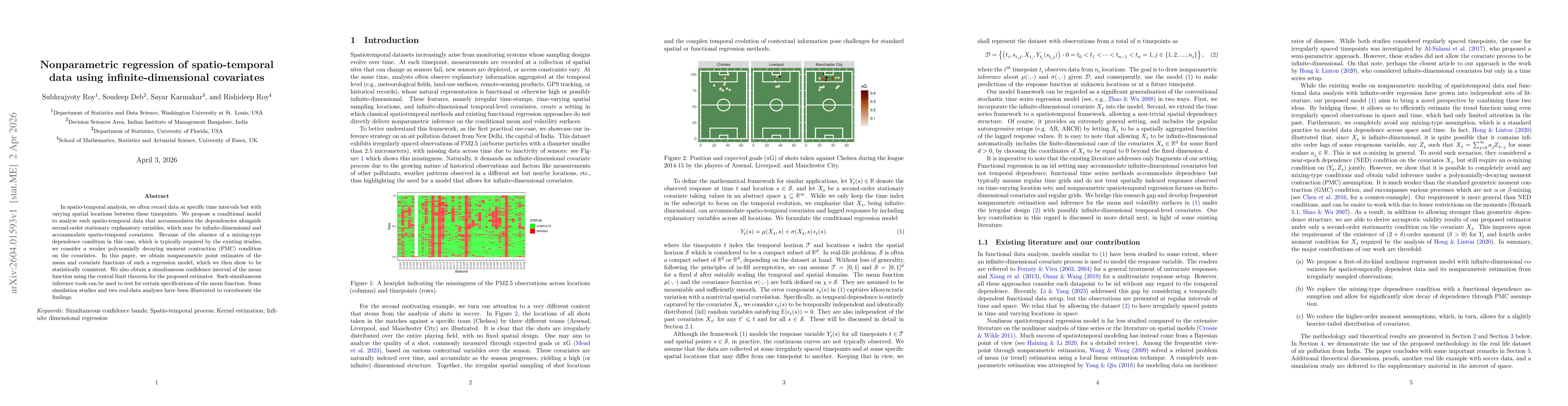 Thumbnail for Nonparametric regression of spatio-temporal data using infinite-dimensional covariates