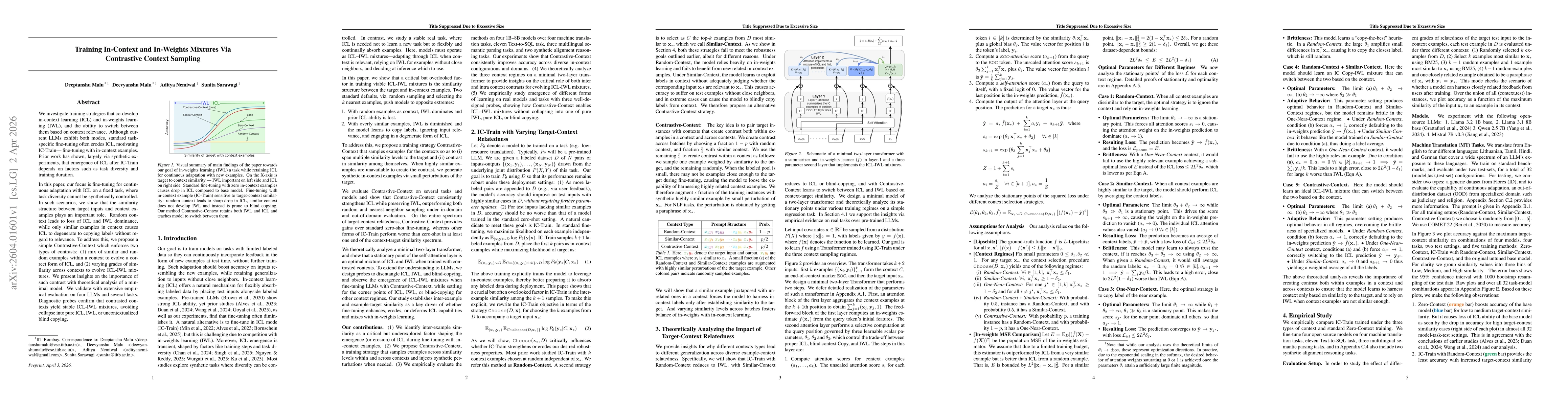 Thumbnail for Training In-Context and In-Weights Mixtures Via Contrastive Context Sampling
