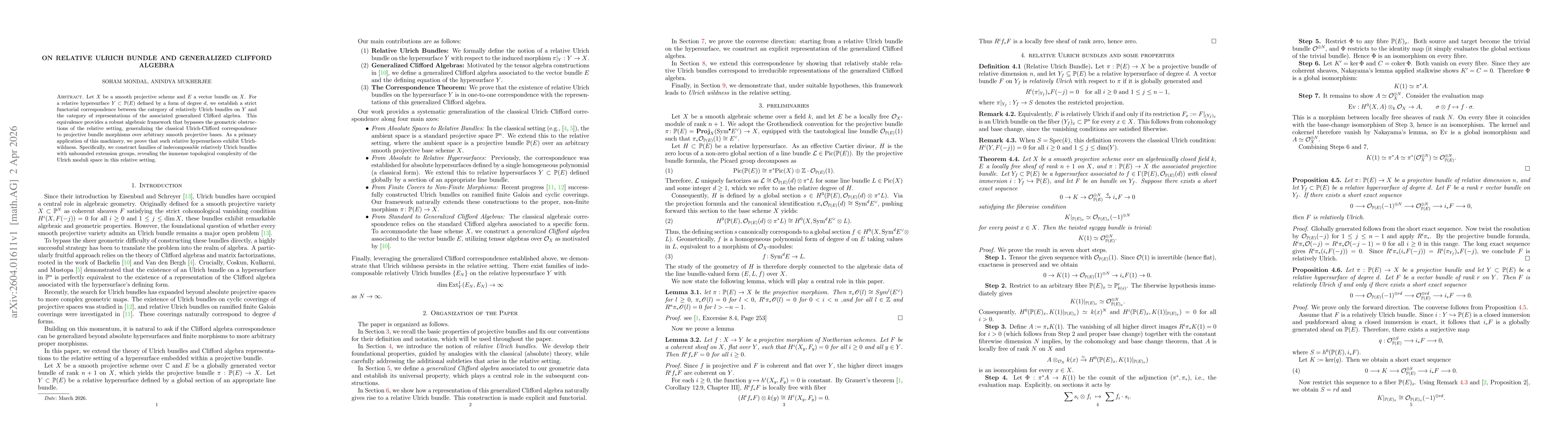 Thumbnail for On Relative Ulrich Bundle and Generalized Clifford Algebra