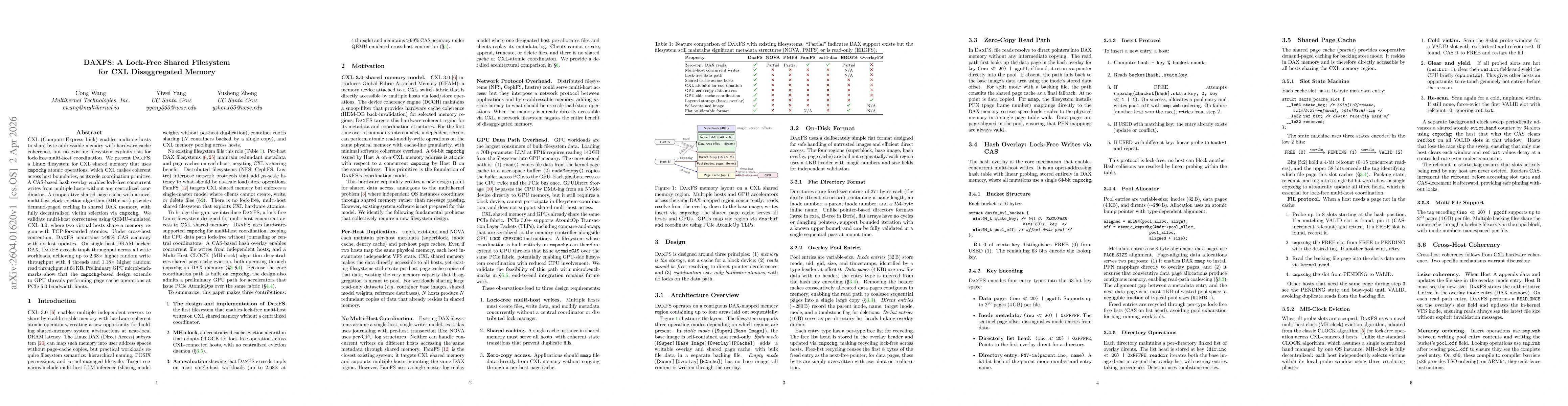 Thumbnail for DAXFS: A Lock-Free Shared Filesystem for CXL Disaggregated Memory