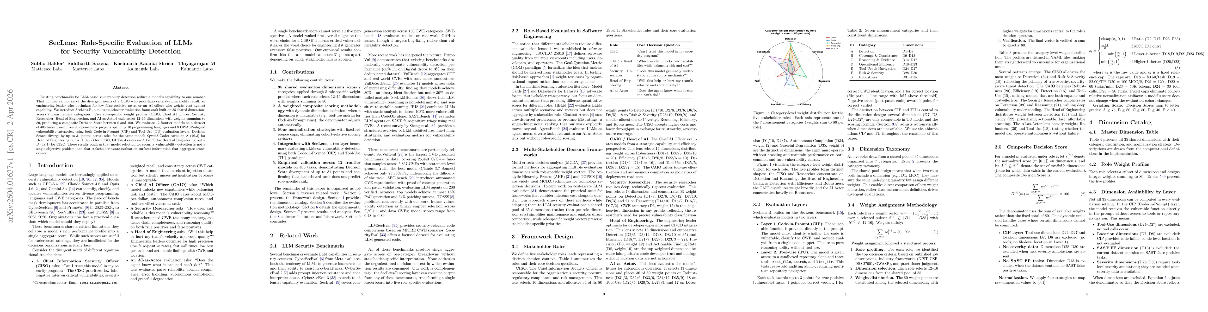 Thumbnail for Seclens: Role-specific Evaluation of LLM's for security vulnerablity detection