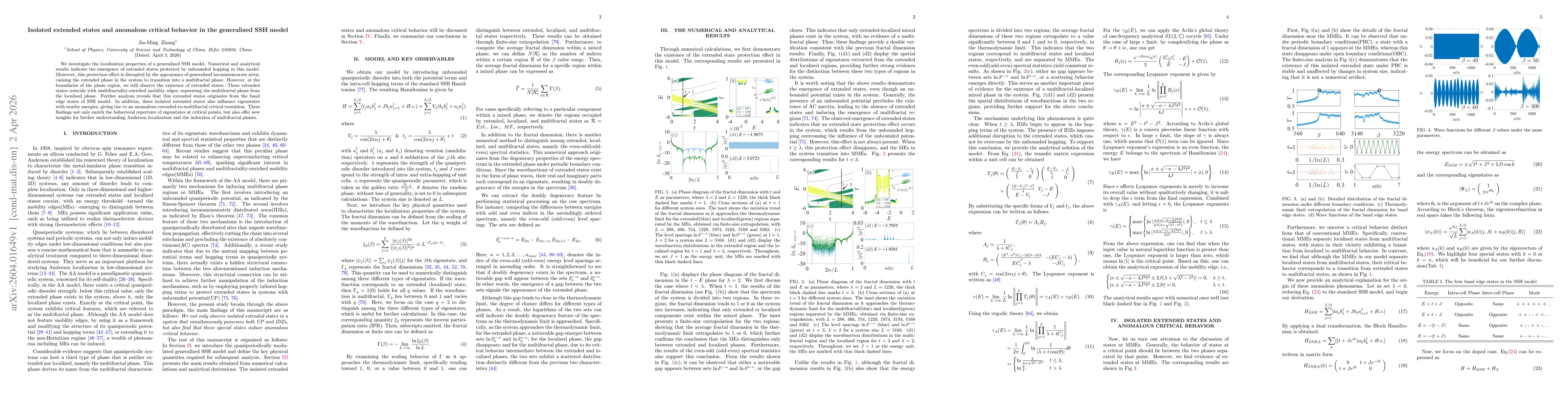 Thumbnail for Isolated extended states and anomalous critical behavior in the generalized SSH model