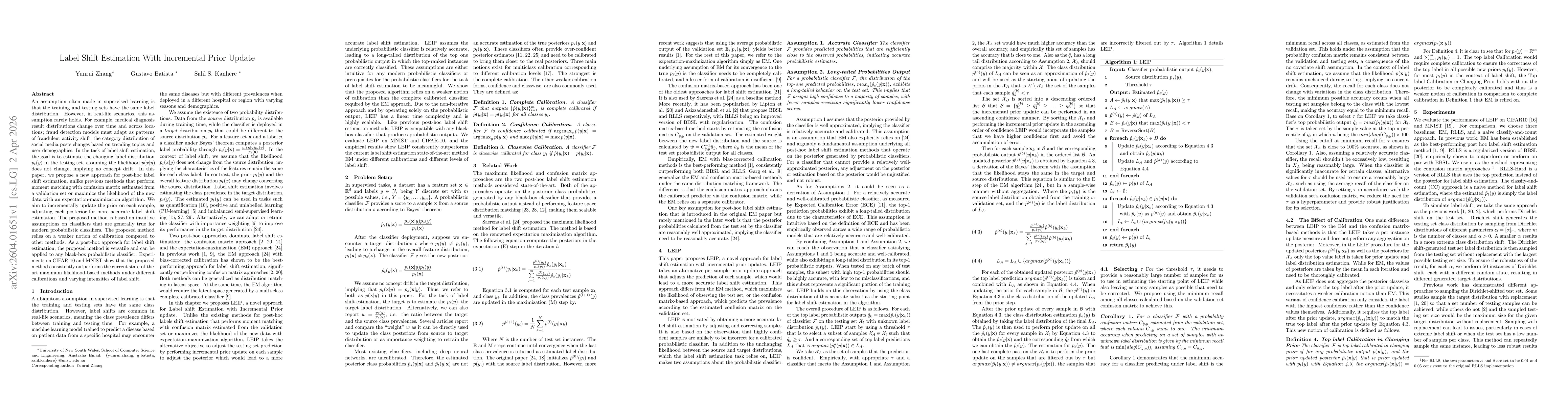 Thumbnail for Label Shift Estimation With Incremental Prior Update