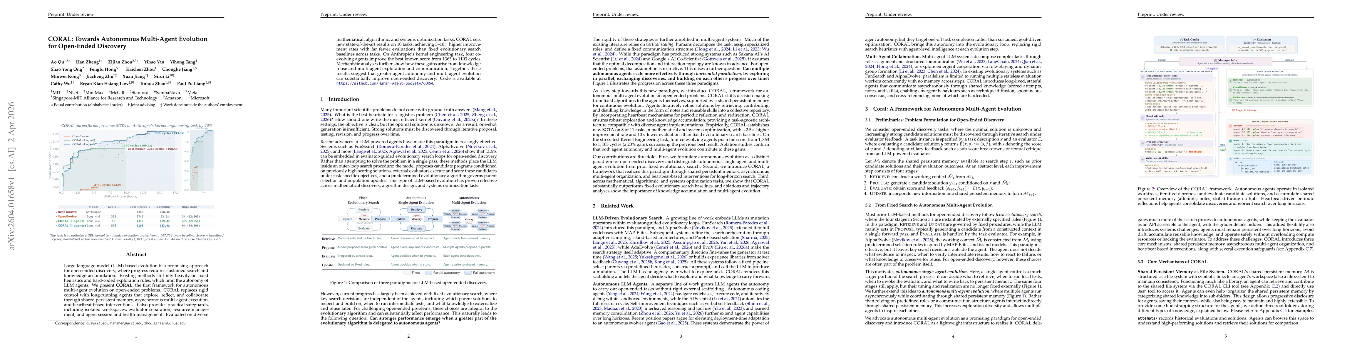 Thumbnail for CORAL: Towards Autonomous Multi-Agent Evolution for Open-Ended Discovery