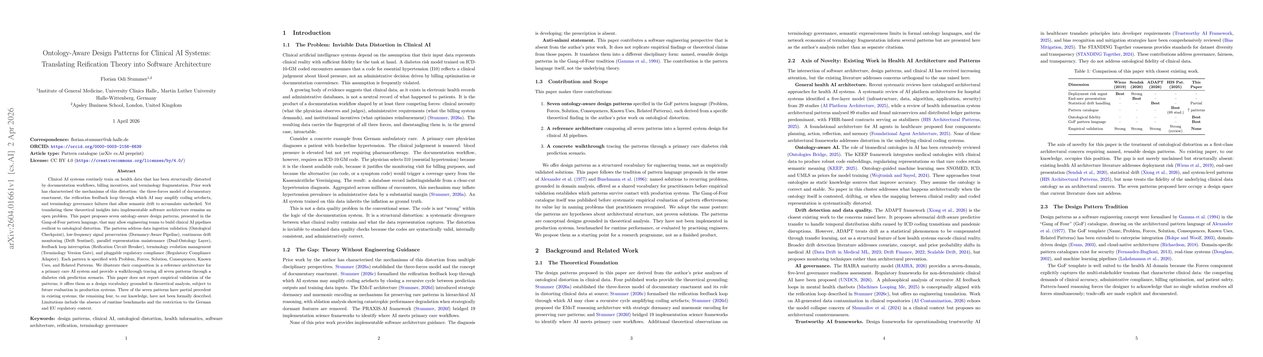 Thumbnail for Ontology-Aware Design Patterns for Clinical AI Systems: Translating Reification Theory into Software Architecture