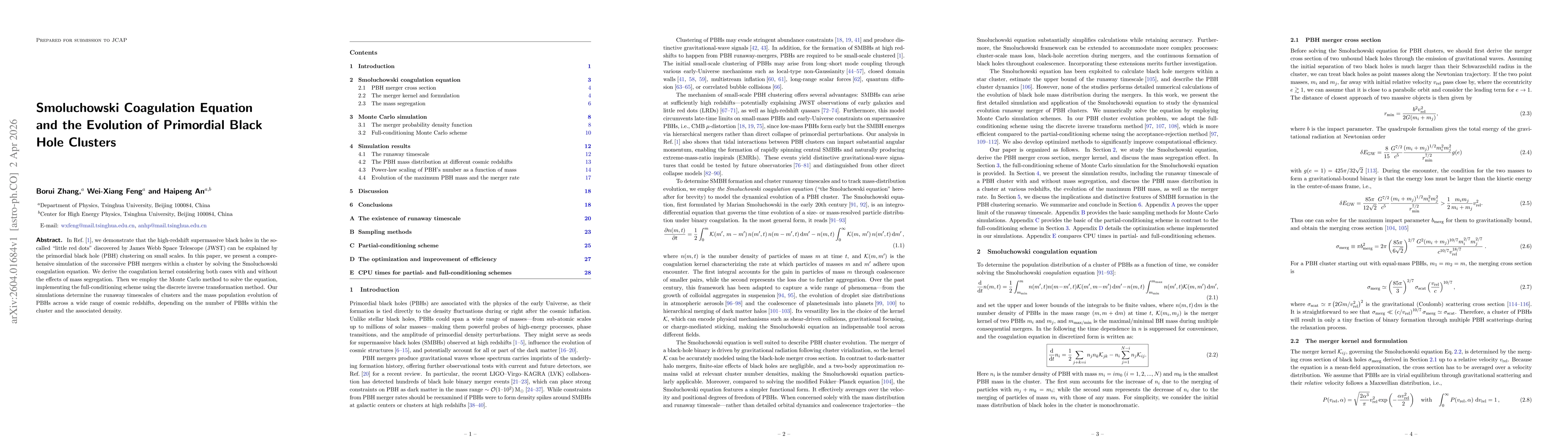 Thumbnail for Smoluchowski Coagulation Equation and the Evolution of Primordial Black Hole Clusters