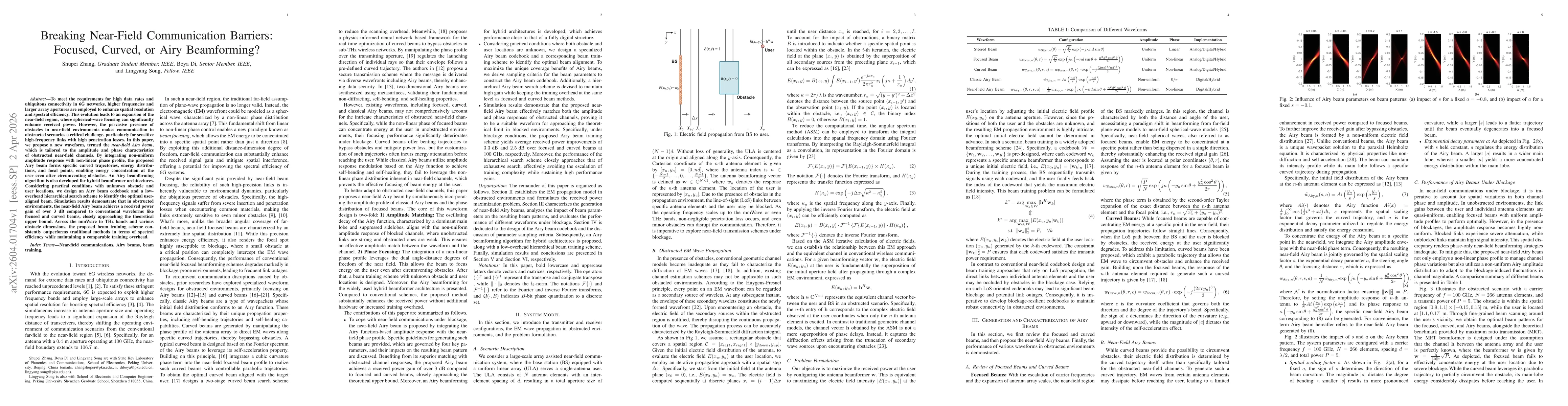 Thumbnail for Breaking Near-Field Communication Barriers: Focused, Curved, or Airy Beamforming?