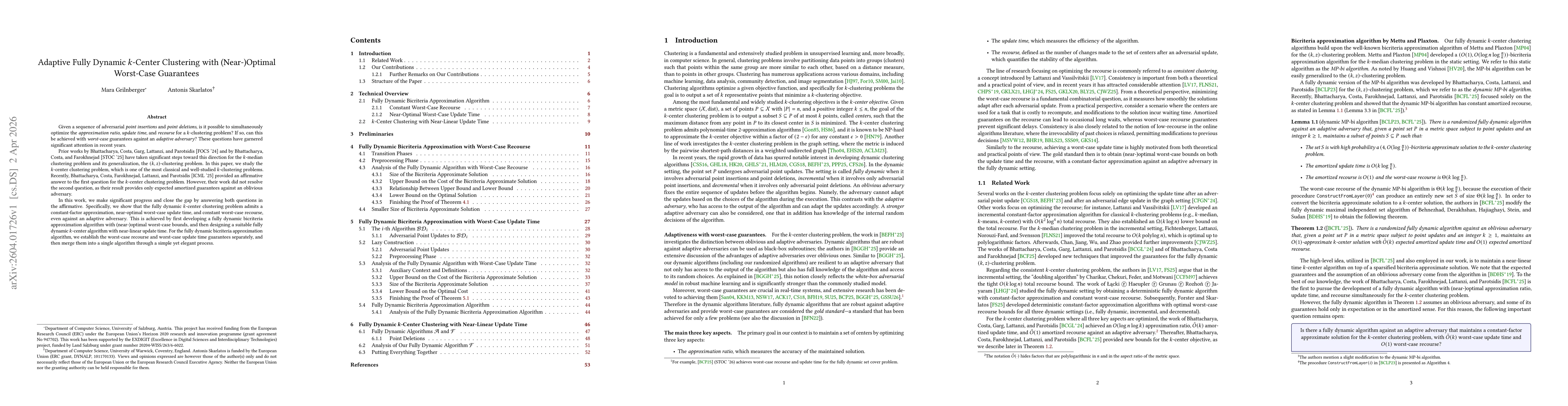 Thumbnail for Adaptive Fully Dynamic $k$-Center Clustering with (Near-)Optimal Worst-Case Guarantees