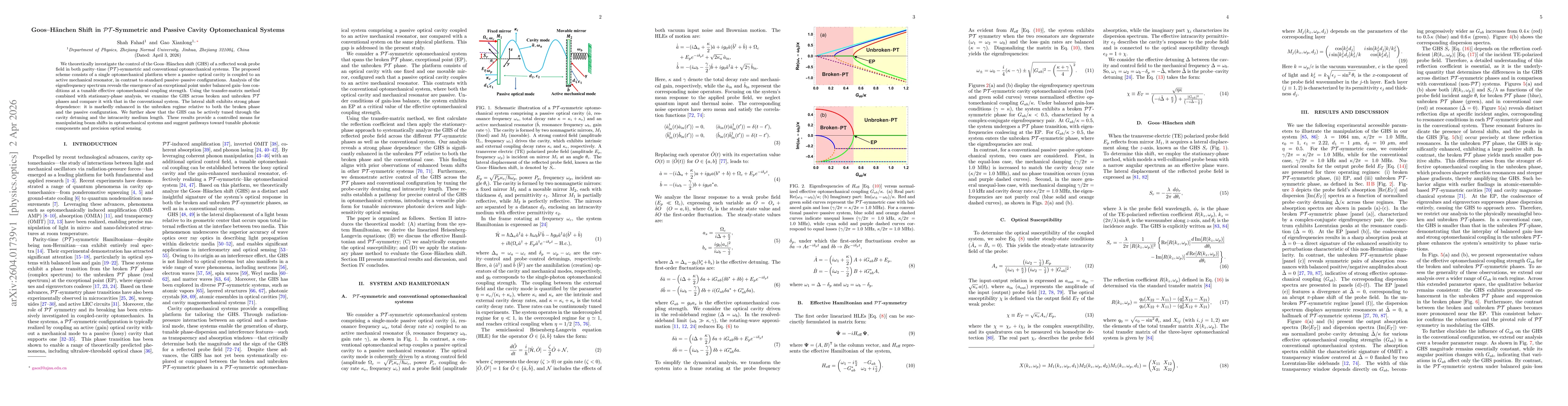 Thumbnail for Goos-Hänchen Shift in $\mathcal{PT}$-Symmetric and Passive Cavity Optomechanical Systems