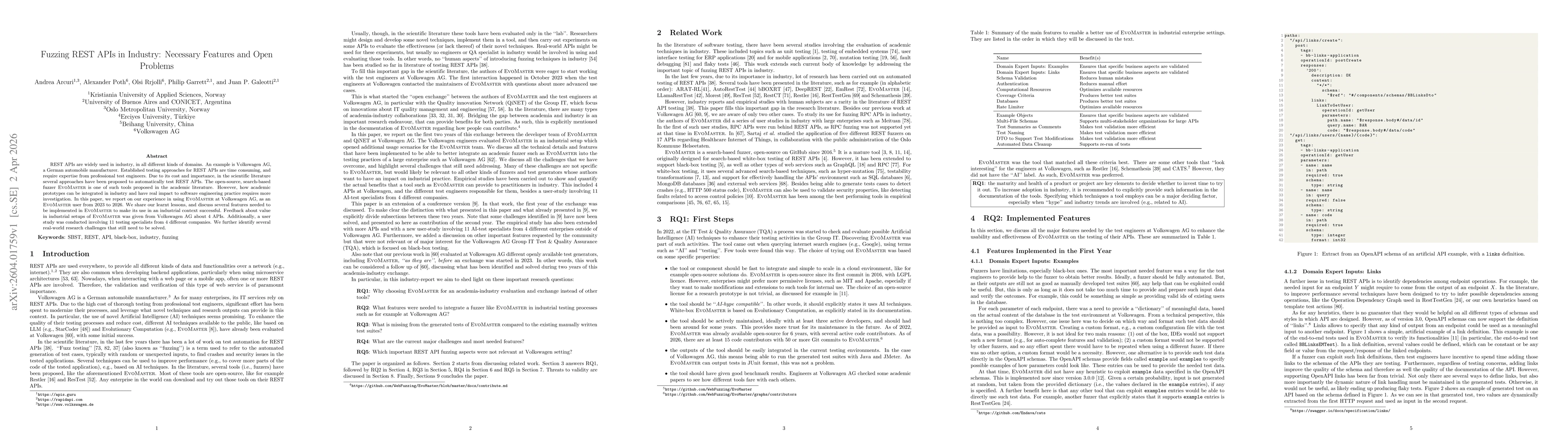 Thumbnail for Fuzzing REST APIs in Industry: Necessary Features and Open Problems