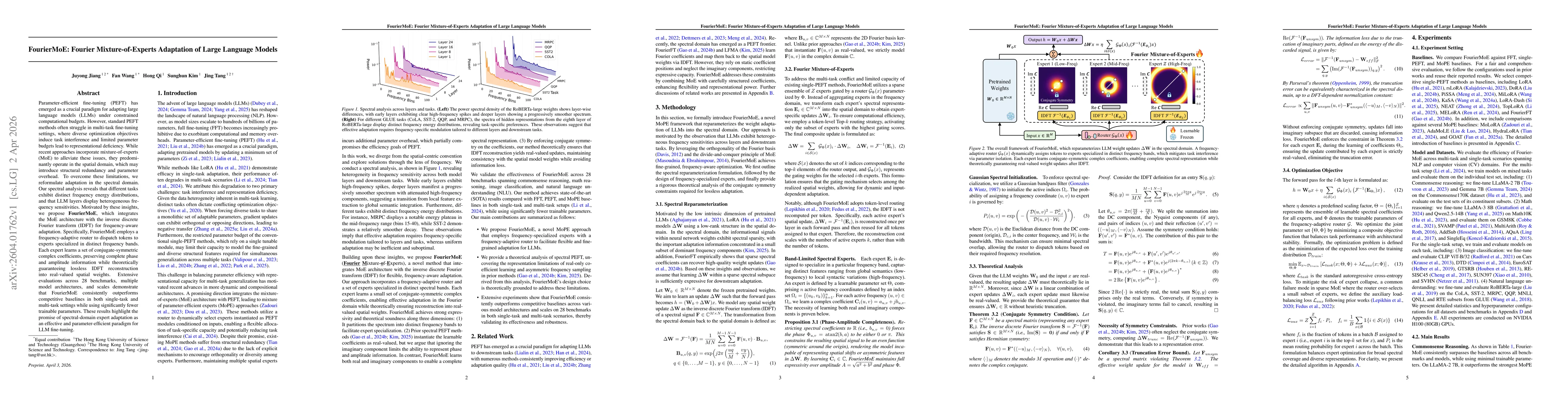 Thumbnail for FourierMoE: Fourier Mixture-of-Experts Adaptation of Large Language Models