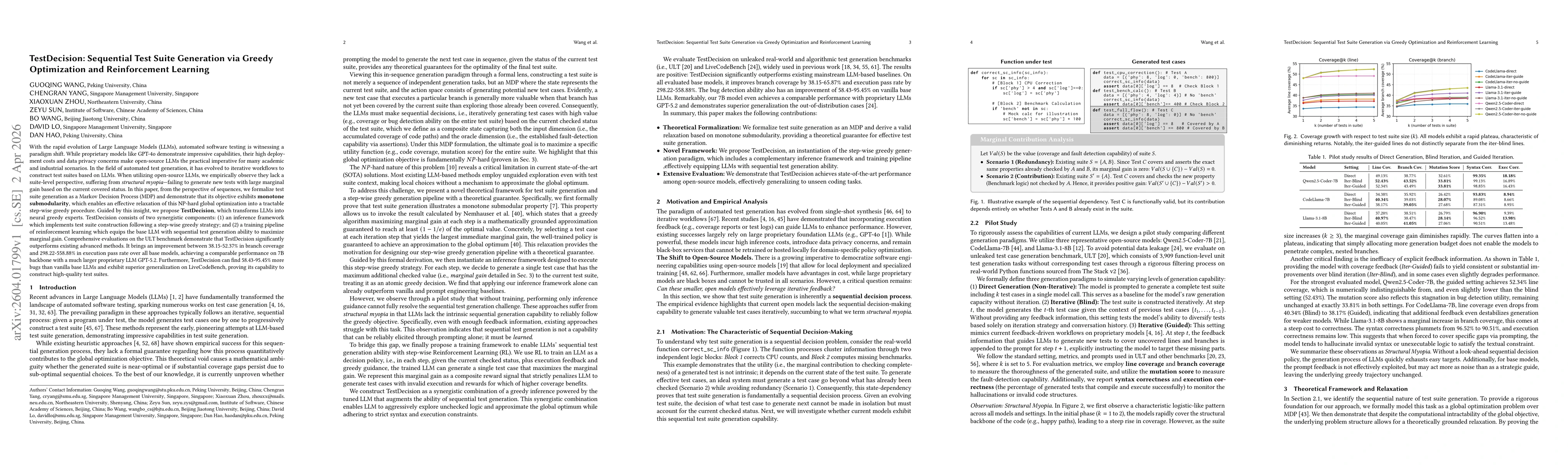 Thumbnail for TestDecision: Sequential Test Suite Generation via Greedy Optimization and Reinforcement Learning