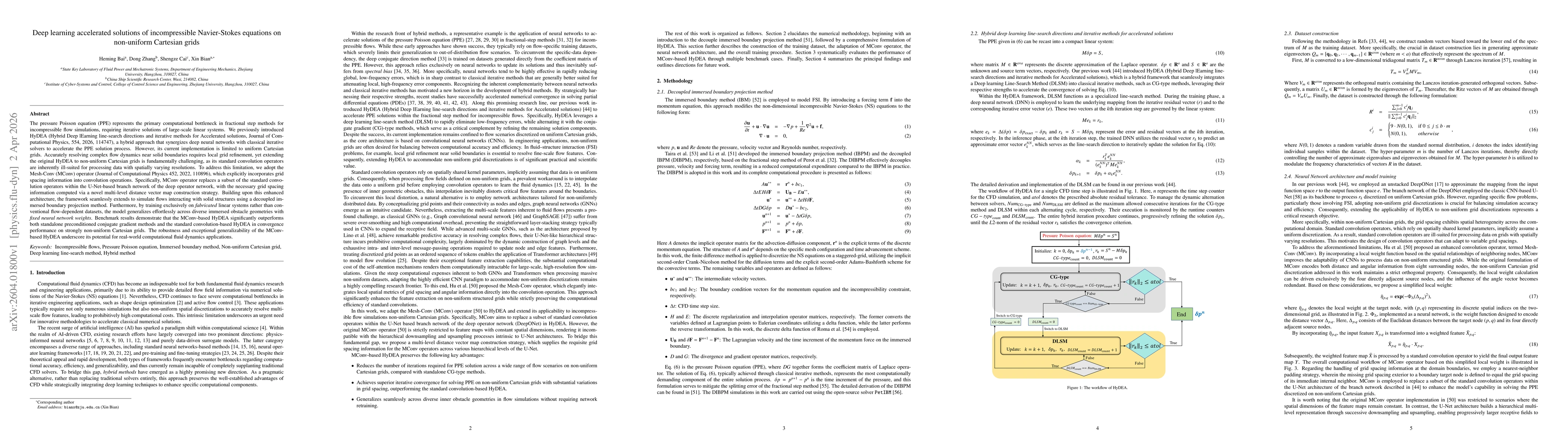 Thumbnail for Deep learning accelerated solutions of incompressible Navier-Stokes equations on non-uniform Cartesian grids