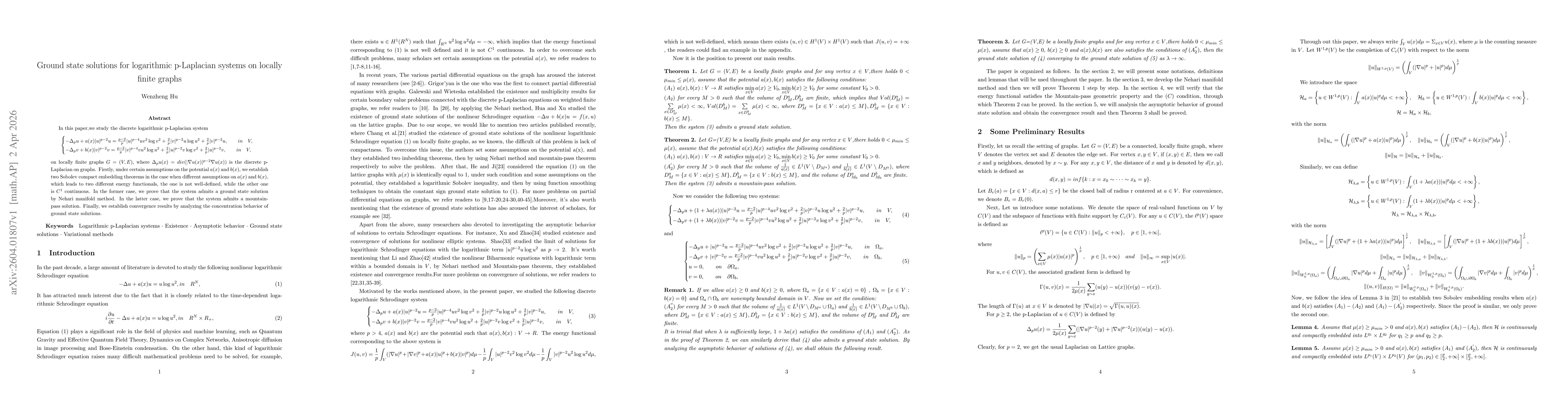 Thumbnail for Ground state solutions for logarithmic p-Laplacian systems on locally finite graphs