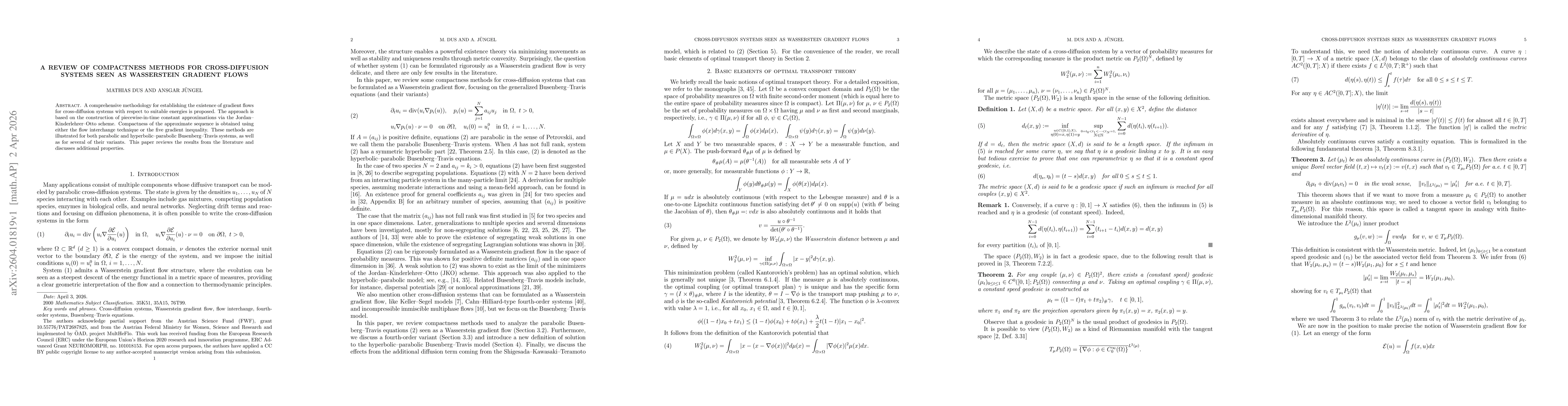 Thumbnail for A review of compactness methods for cross-diffusion systems seen as Wasserstein gradient flows