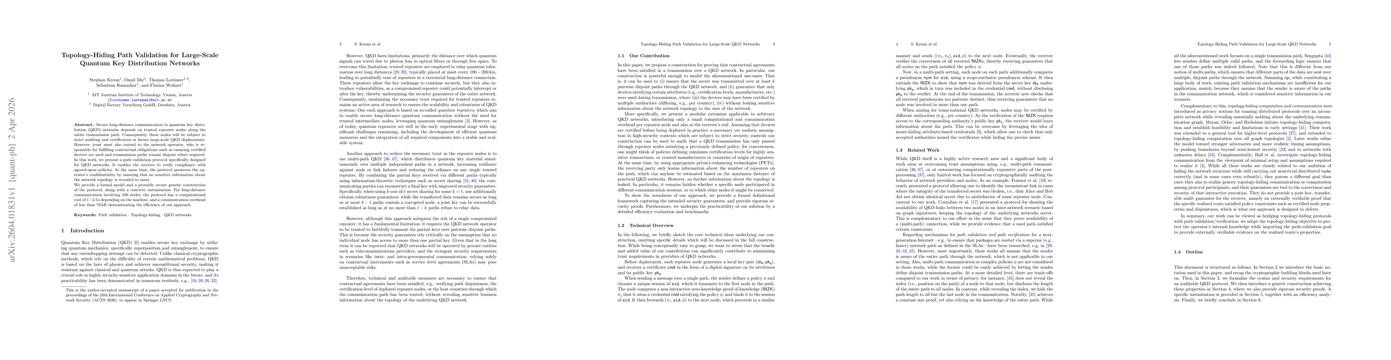 Thumbnail for Topology-Hiding Path Validation for Large-Scale Quantum Key Distribution Networks