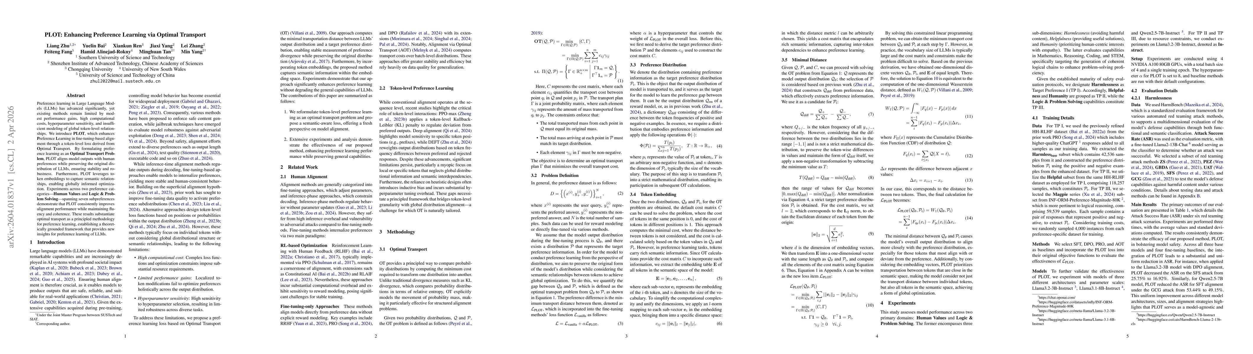 Thumbnail for PLOT: Enhancing Preference Learning via Optimal Transport