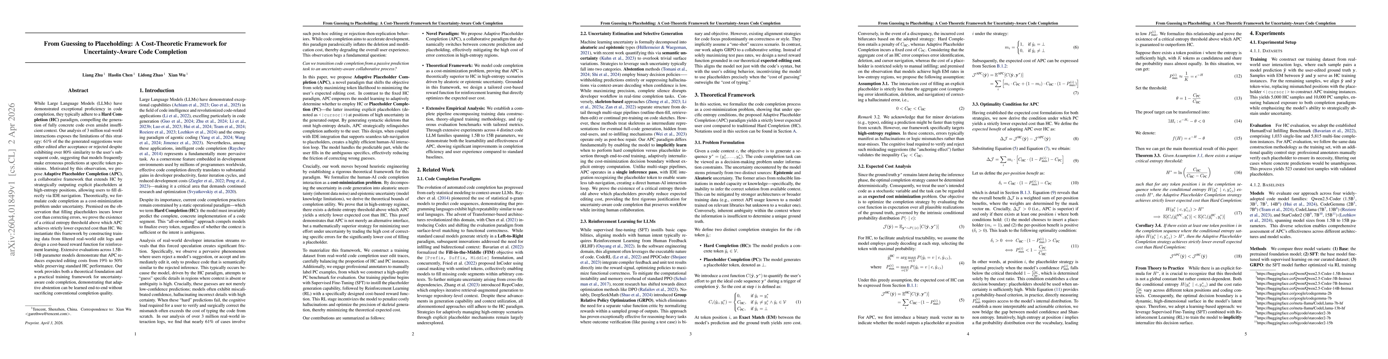 Thumbnail for From Guessing to Placeholding: A Cost-Theoretic Framework for Uncertainty-Aware Code Completion