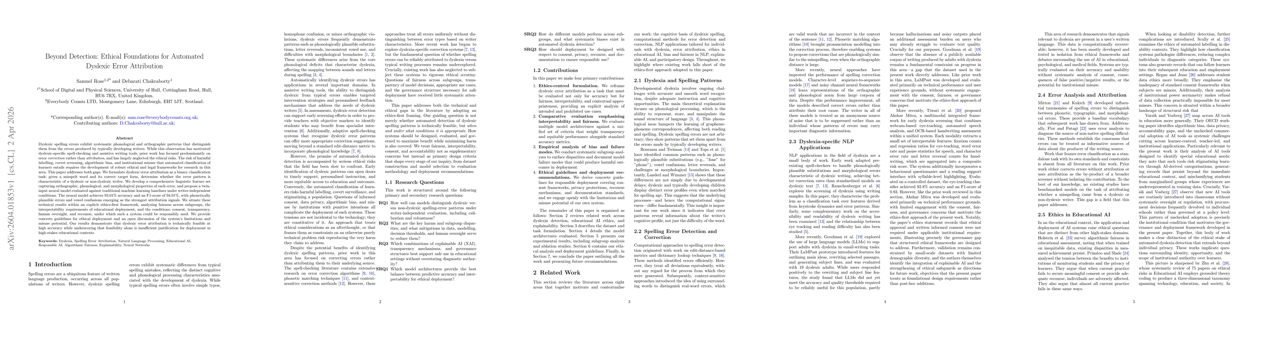 Thumbnail for Beyond Detection: Ethical Foundations for Automated Dyslexic Error Attribution