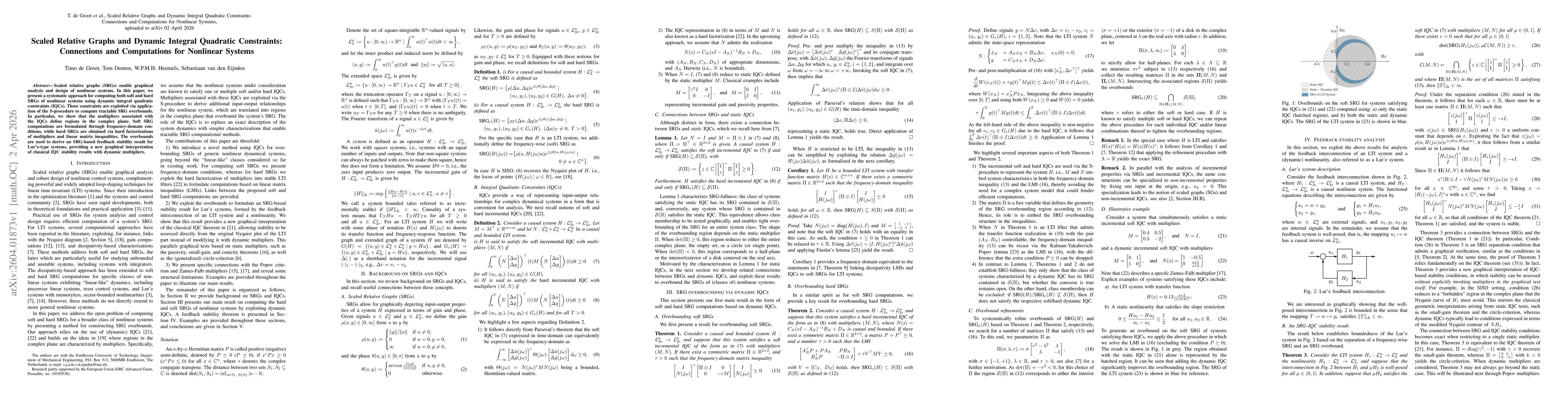 Thumbnail for Scaled Relative Graphs and Dynamic Integral Quadratic Constraints: Connections and Computations for Nonlinear Systems