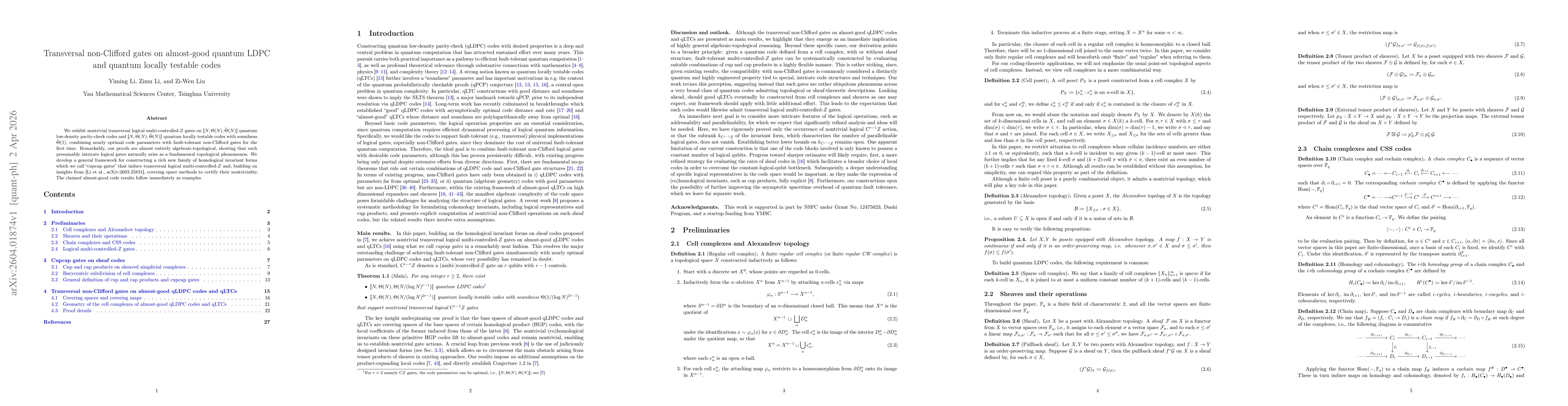 Thumbnail for Transversal non-Clifford gates on almost-good quantum LDPC and quantum locally testable codes