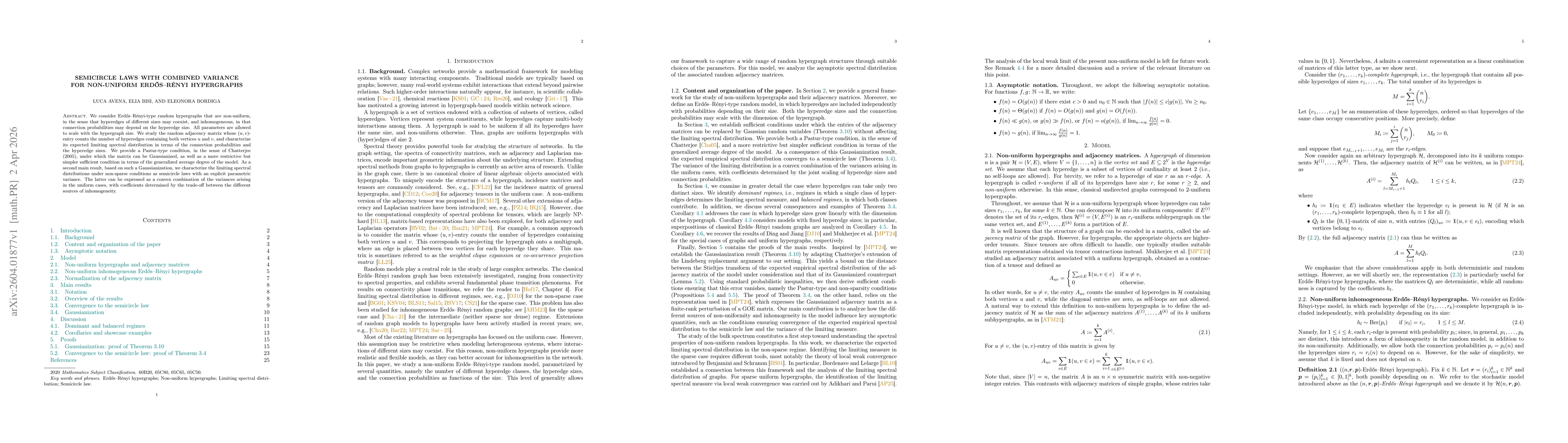 Thumbnail for Semicircle laws with combined variance for non-uniform Erdős-Rényi hypergraphs