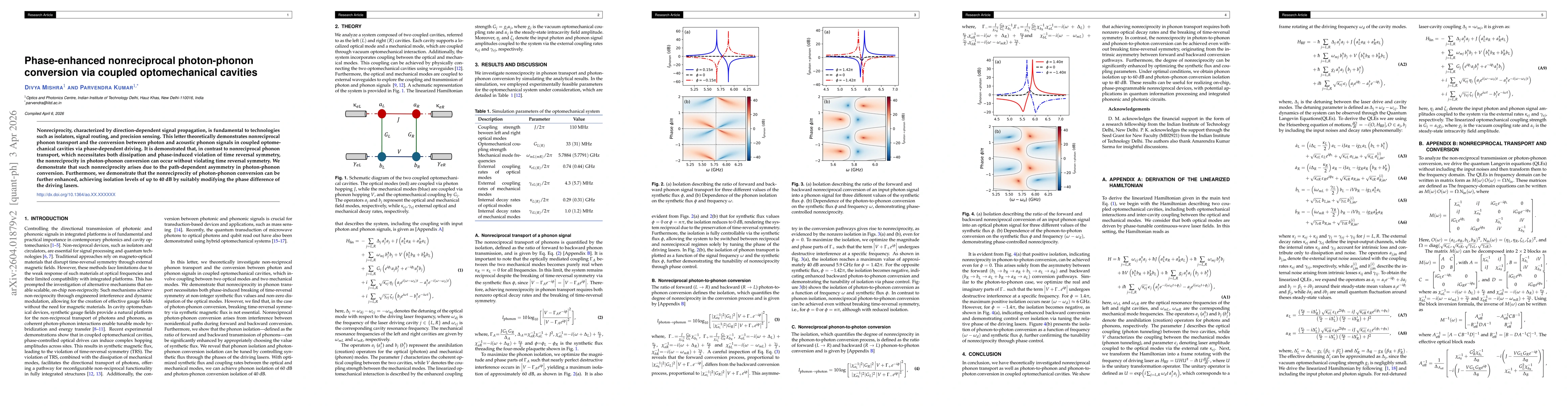 Thumbnail for Phase-enhanced nonreciprocal photon-phonon conversion via coupled optomechanical cavities
