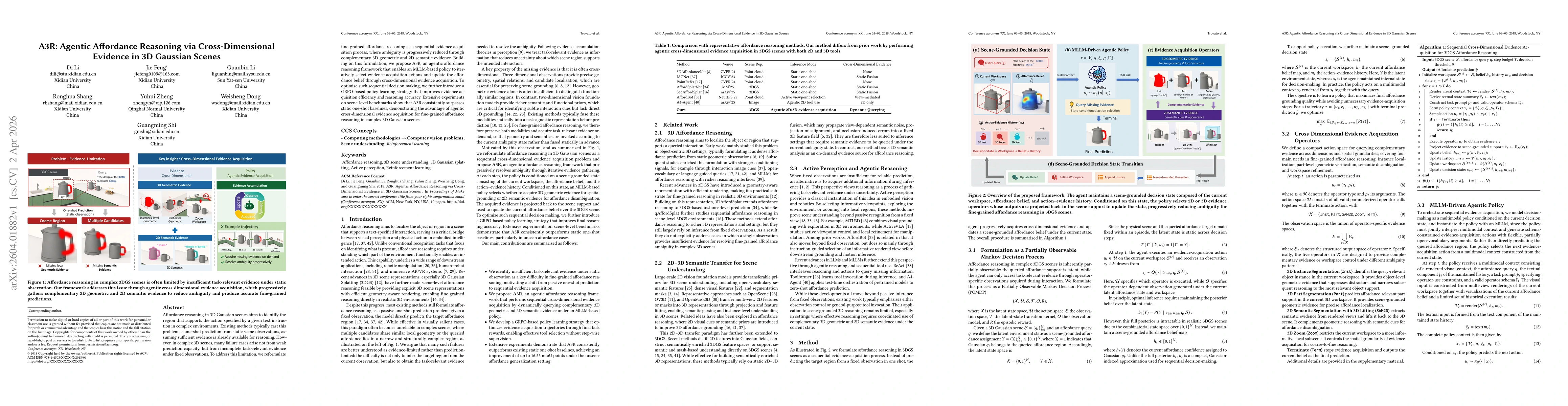 Thumbnail for A3R: Agentic Affordance Reasoning via Cross-Dimensional Evidence in 3D Gaussian Scenes