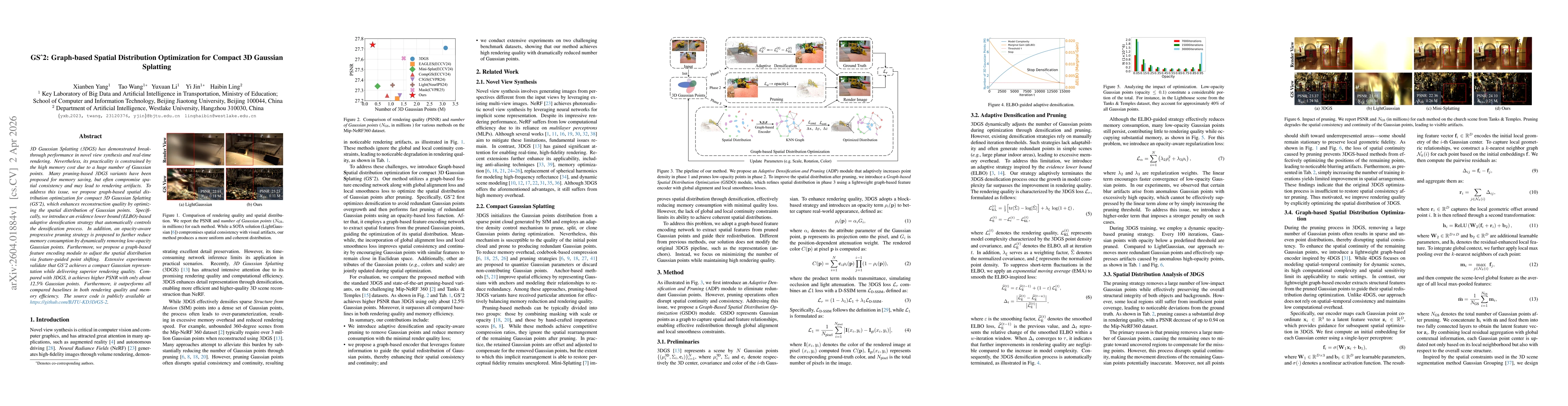 Thumbnail for GS^2: Graph-based Spatial Distribution Optimization for Compact 3D Gaussian Splatting