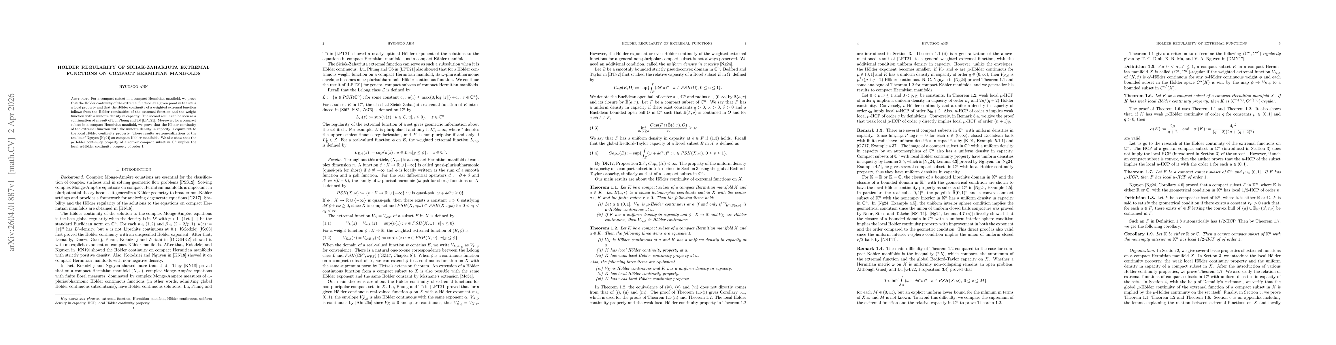 Thumbnail for Hölder regularity of Siciak-Zaharjuta extremal functions on compact Hermitian manifolds