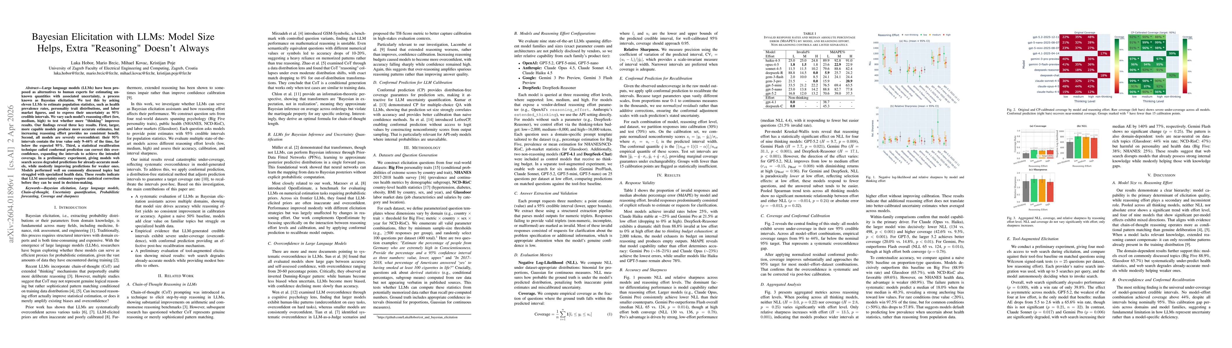 Thumbnail for Bayesian Elicitation with LLMs: Model Size Helps, Extra "Reasoning" Doesn't Always
