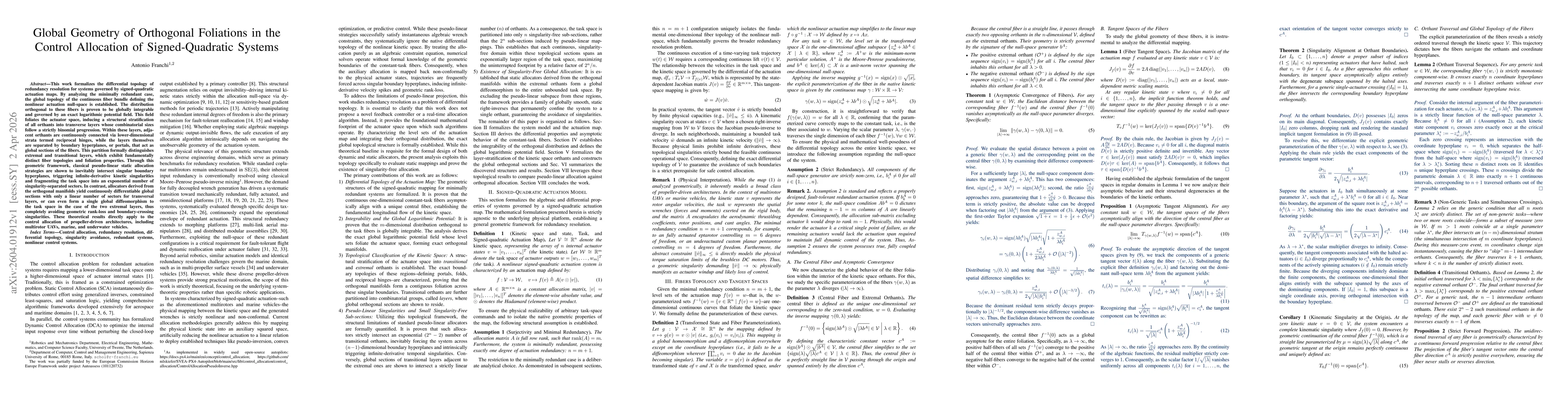 Thumbnail for Global Geometry of Orthogonal Foliations in the Control Allocation of Signed-Quadratic Systems