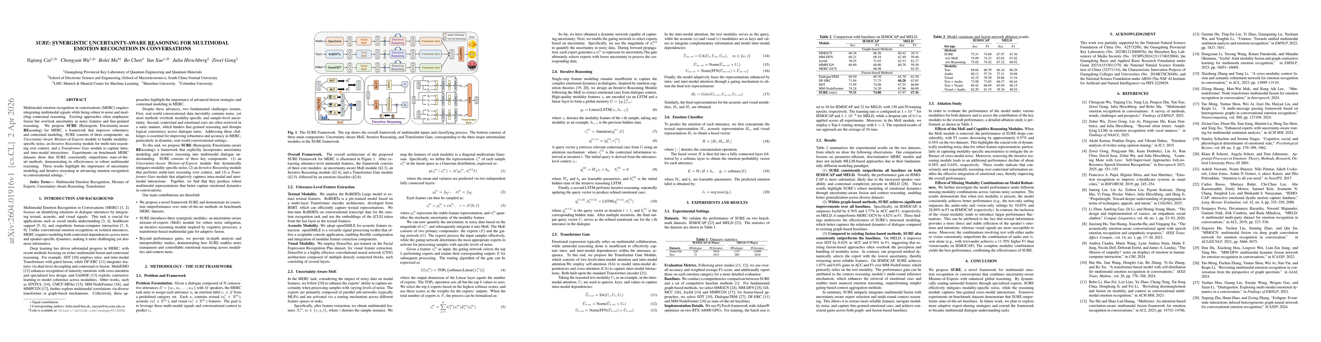 Thumbnail for SURE: Synergistic Uncertainty-aware Reasoning for Multimodal Emotion Recognition in Conversations