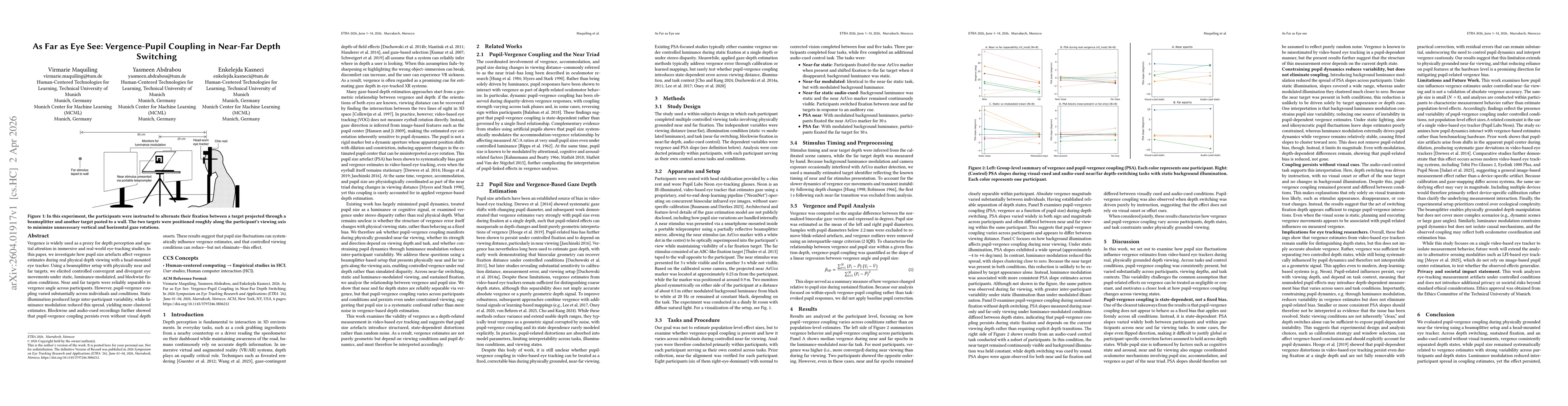 Thumbnail for As Far as Eye See: Vergence-Pupil Coupling in Near-Far Depth Switching