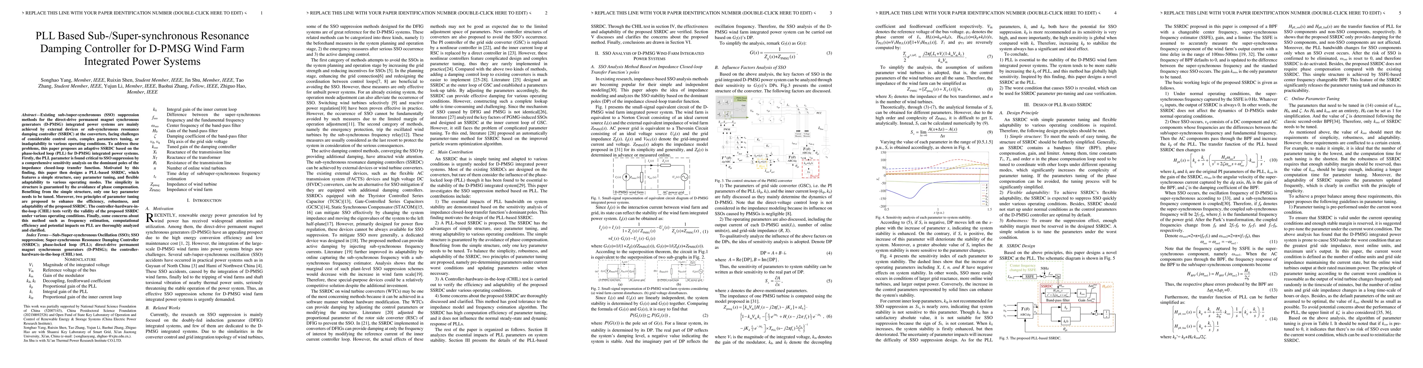 Thumbnail for PLL Based Sub-/Super-synchronous Resonance Damping Controller for D-PMSG Wind Farm Integrated Power Systems