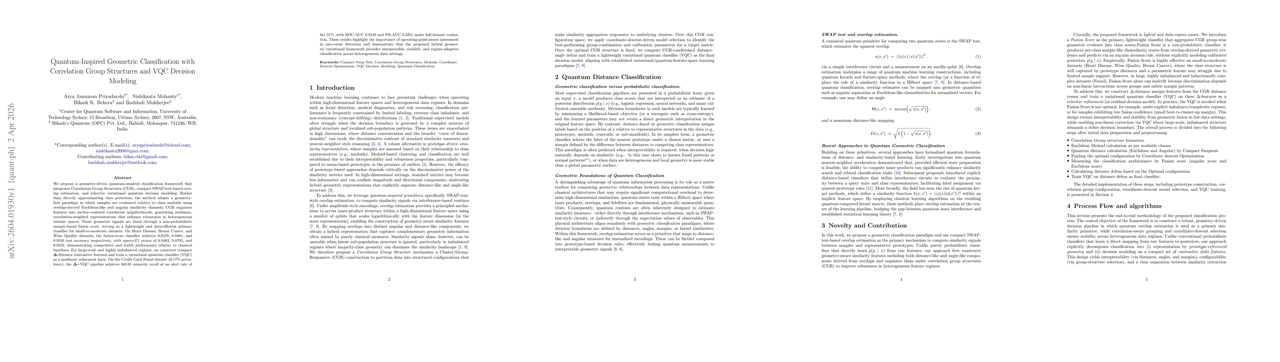 Thumbnail for Quantum-Inspired Geometric Classification with Correlation Group Structures and VQC Decision Modeling