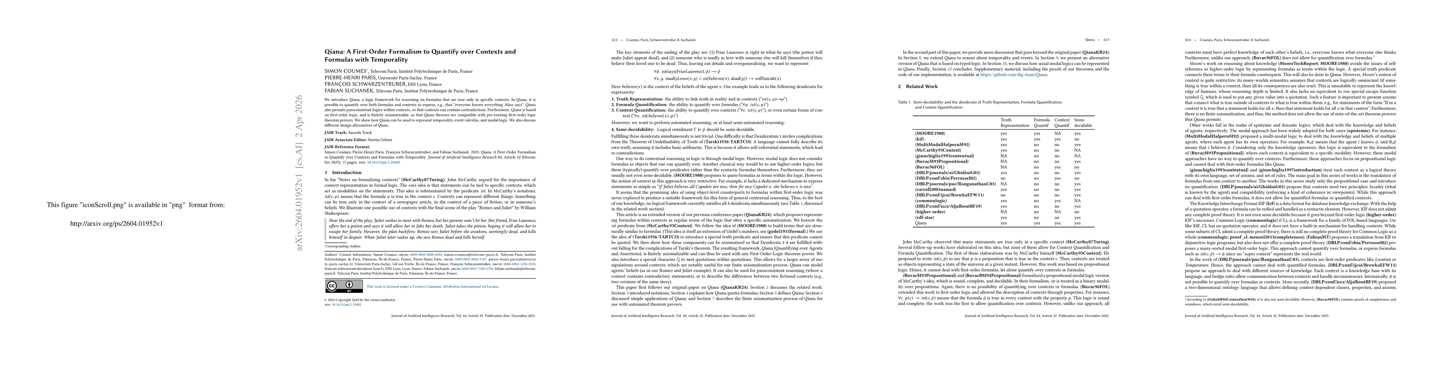 Thumbnail for Qiana: A First-Order Formalism to Quantify over Contexts and Formulas with Temporality