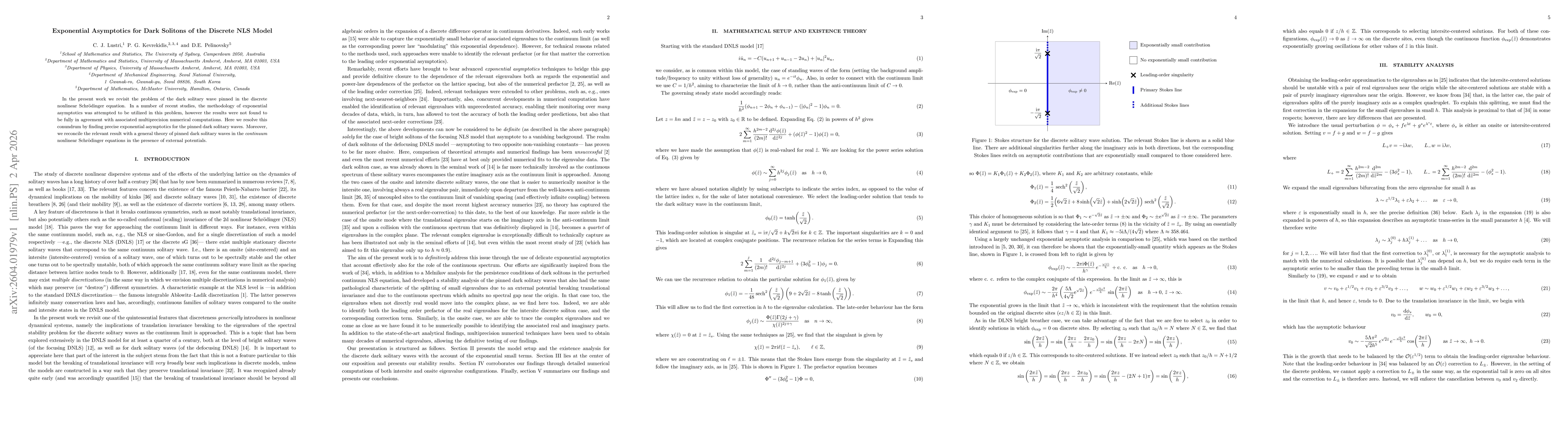 Thumbnail for Exponential Asymptotics for Dark Solitons of the Discrete NLS Model