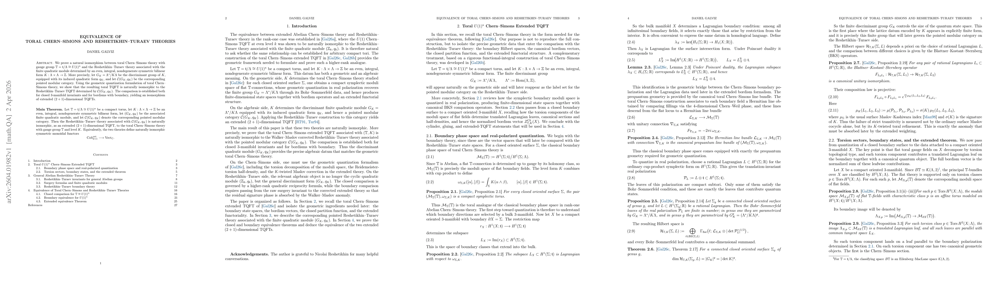 Thumbnail for Equivalence of toral Chern-Simons and Reshetikhin-Turaev theories