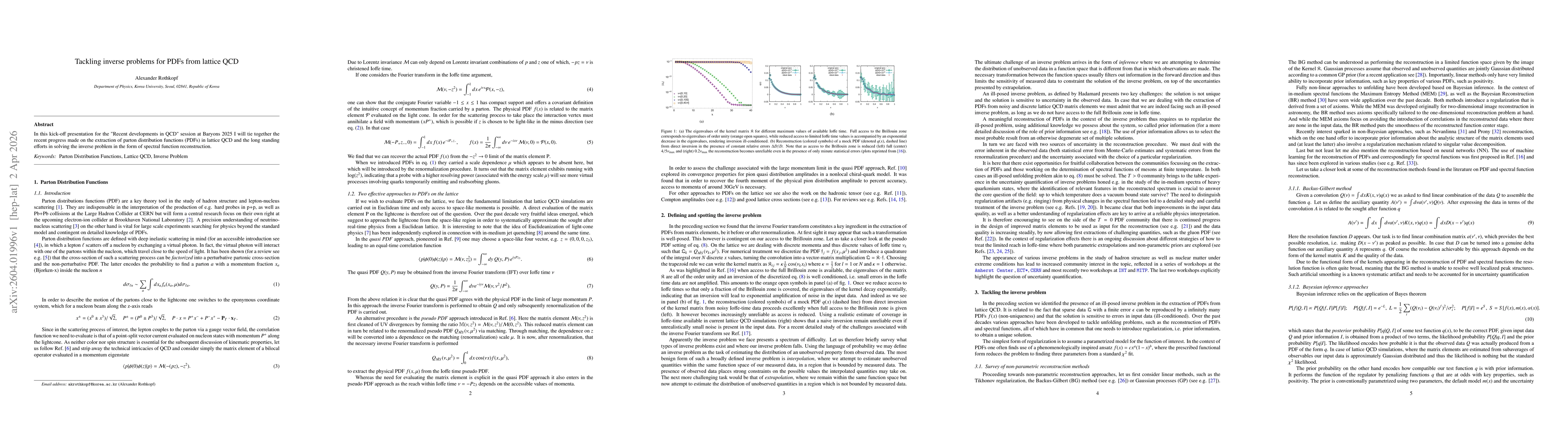 Thumbnail for Tackling inverse problems for PDFs from lattice QCD
