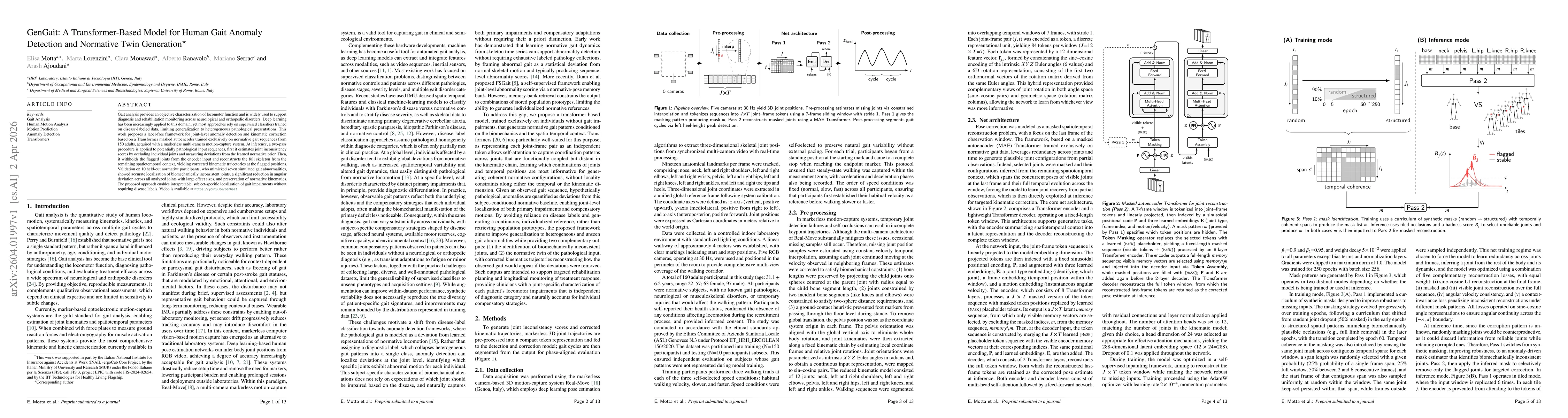 Thumbnail for GenGait: A Transformer-Based Model for Human Gait Anomaly Detection and Normative Twin Generation