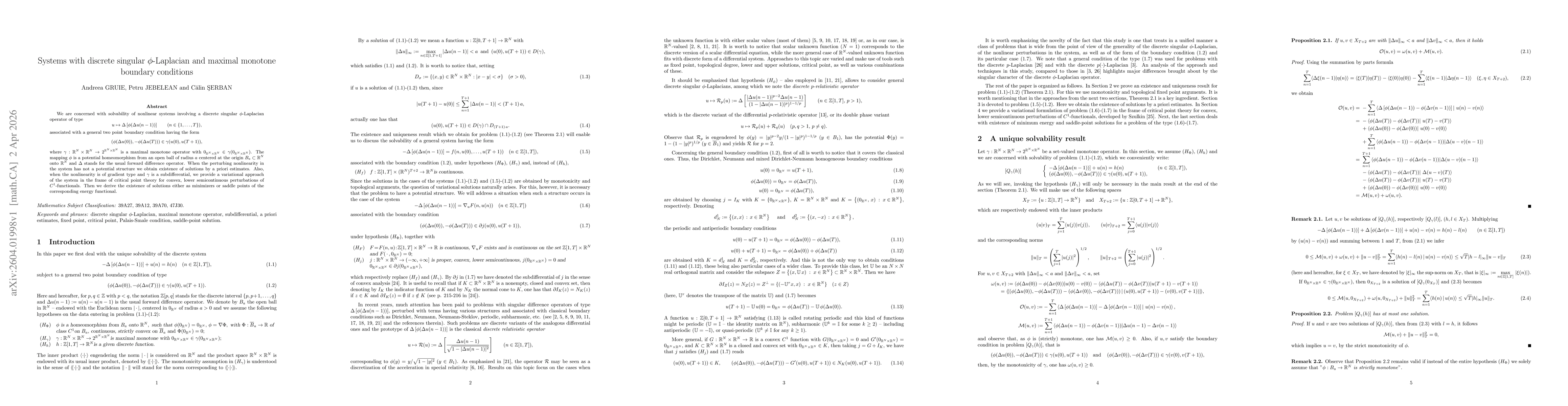 Thumbnail for Systems with discrete singular $φ$-Laplacian and maximal monotone boundary conditions
