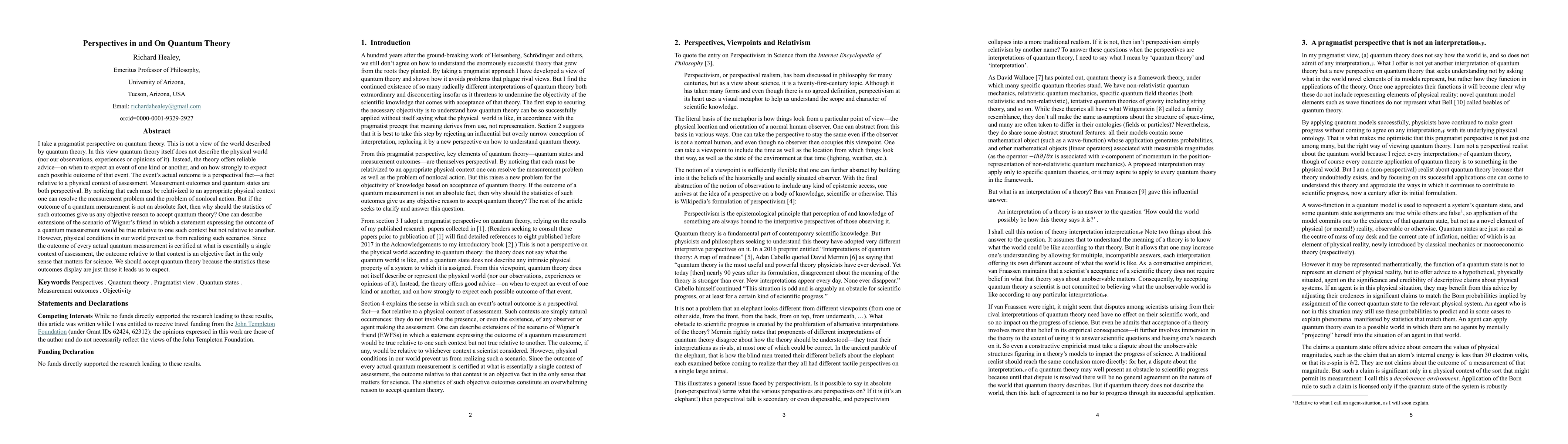 Thumbnail for Perspectives in and on Quantum Theory