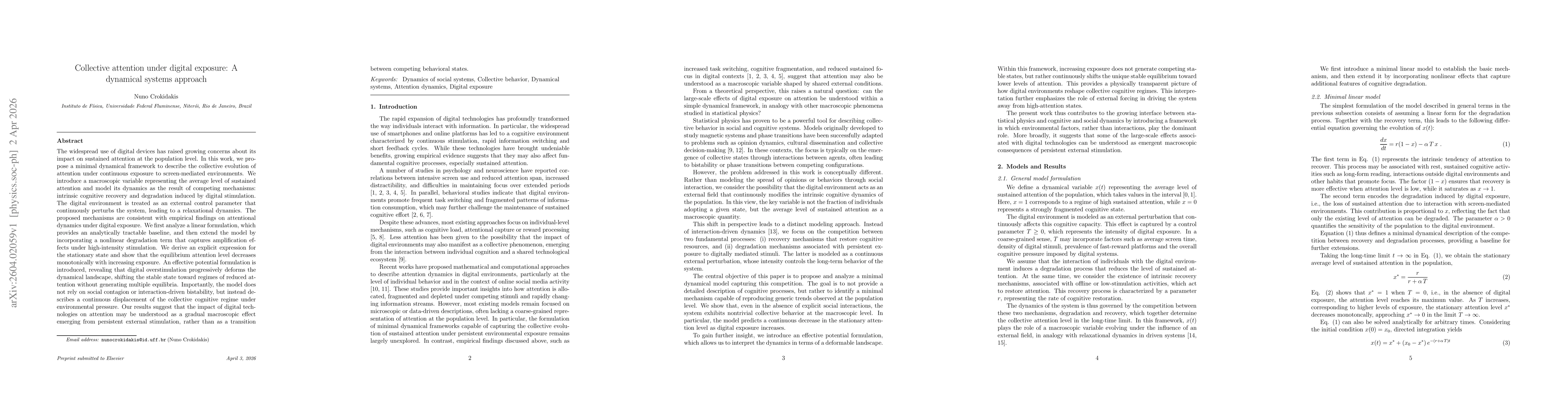Thumbnail for Collective attention under digital exposure: A dynamical systems approach