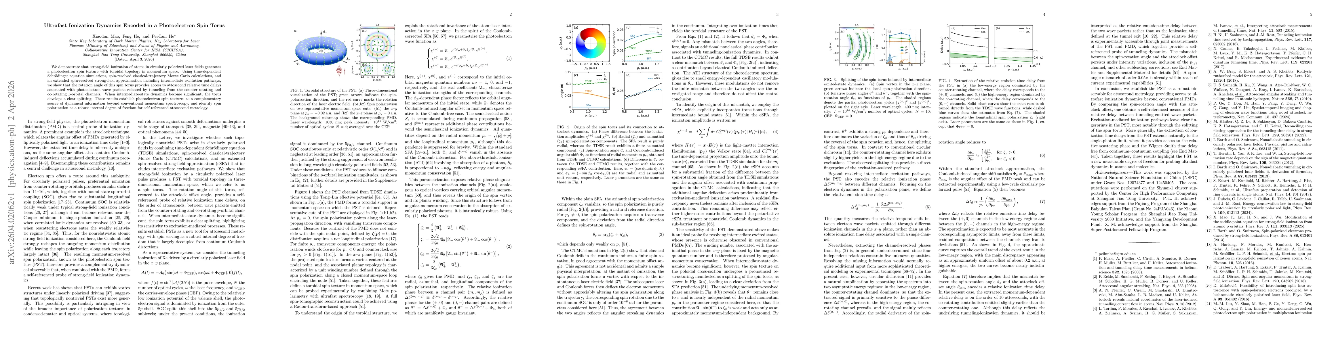 Thumbnail for Ultrafast Ionization Dynamics Encoded in a Photoelectron Spin Torus