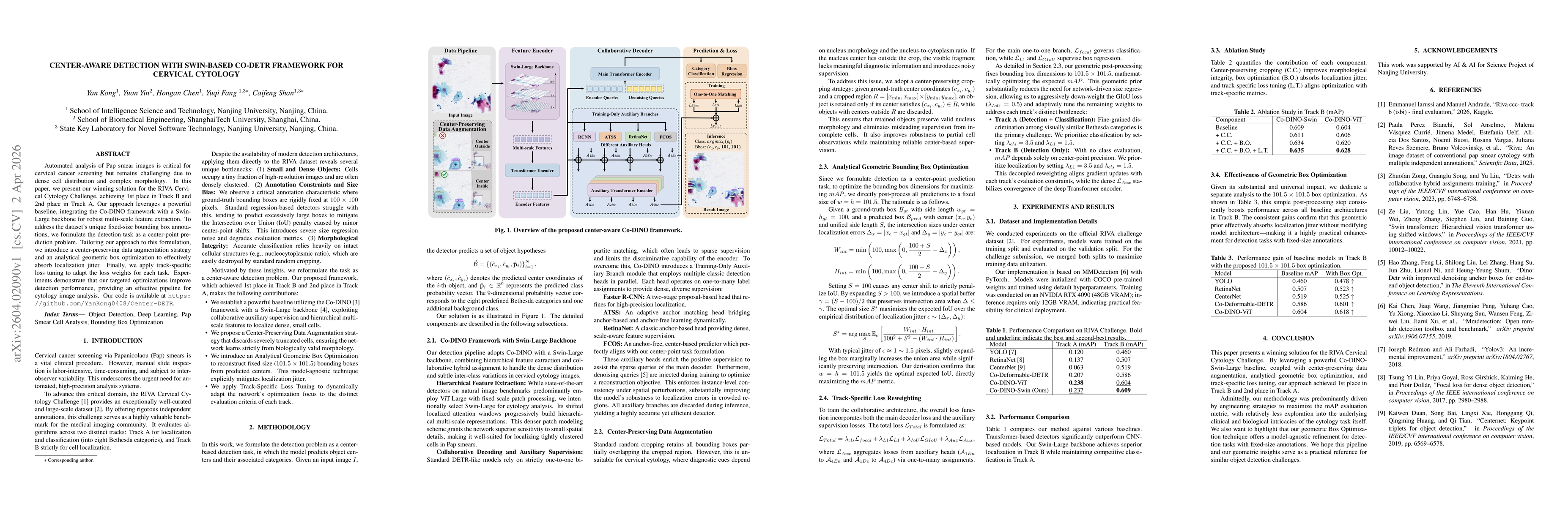 Thumbnail for Center-Aware Detection with Swin-based Co-DETR Framework for Cervical Cytology