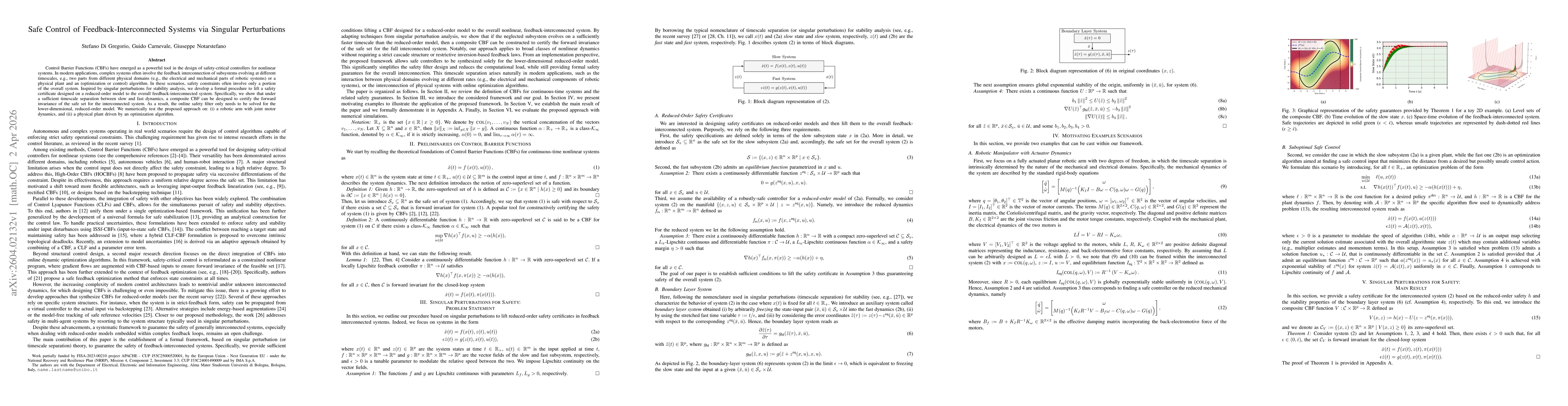 Thumbnail for Safe Control of Feedback-Interconnected Systems via Singular Perturbations
