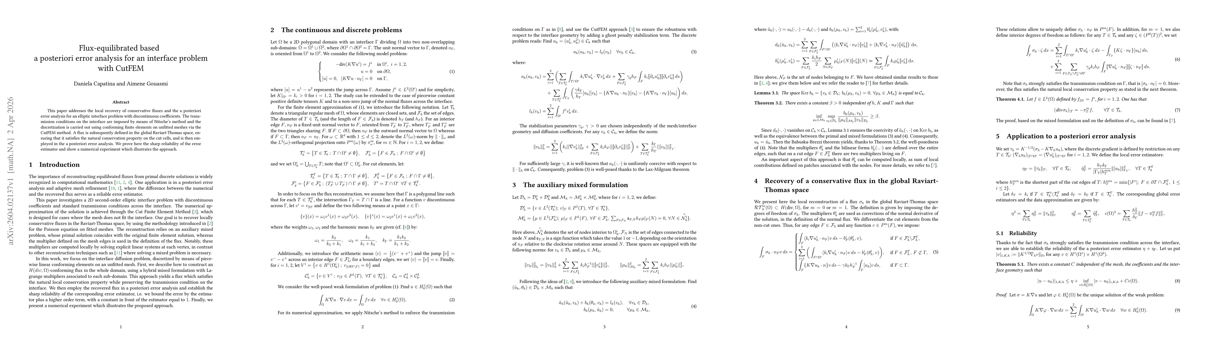 Thumbnail for Flux-equilibrated based a posteriori error analysis for an interface problem with CutFEM